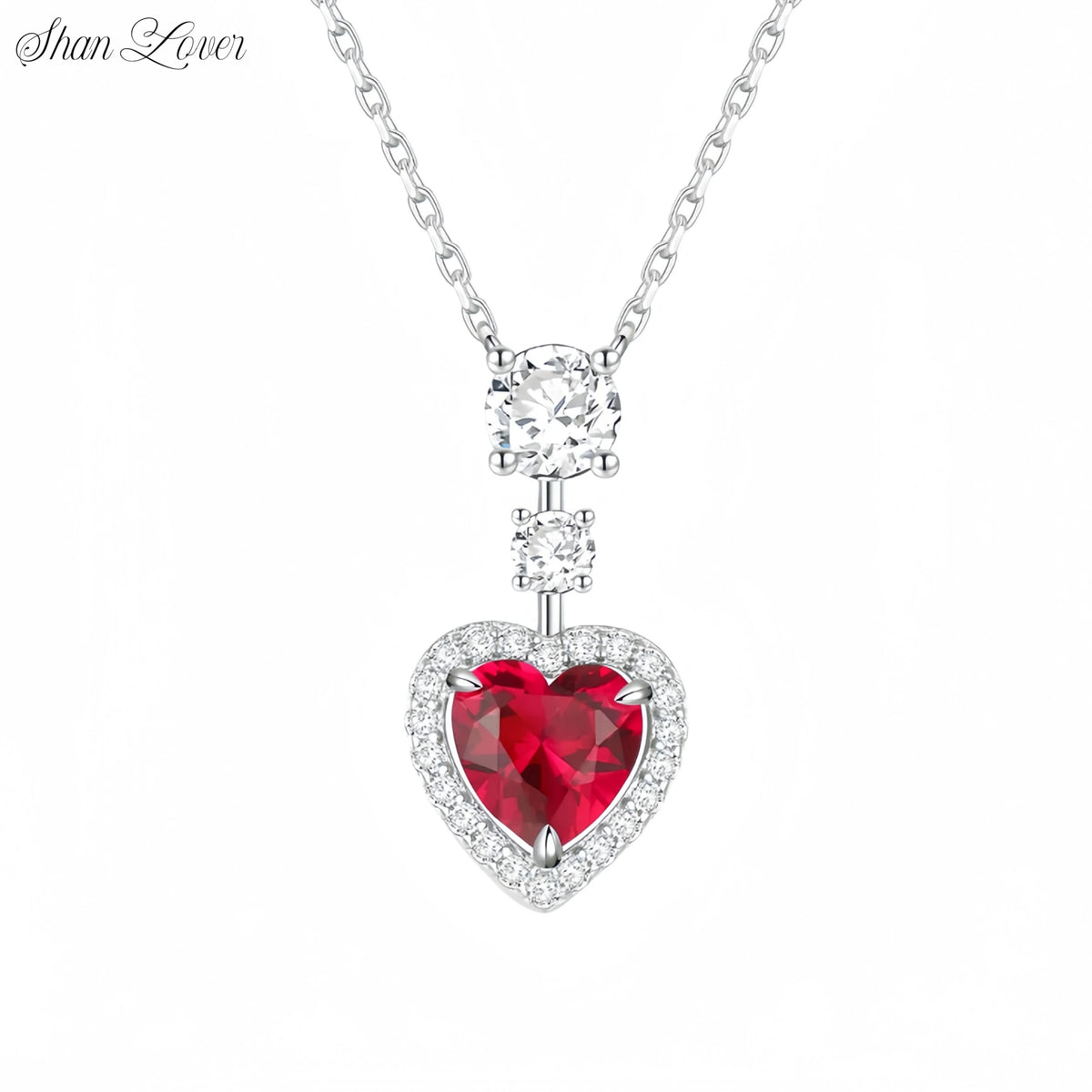 ShanLover Luxury Brand High Quality CMA Certificate 925 Sterling Silver Necklace Pendant Jewelry Ruby Heart Pendant For Woman