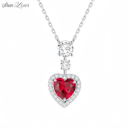 ShanLover Luxury Brand High Quality CMA Certificate 925 Sterling Silver Necklace Pendant Jewelry Ruby Heart Pendant For Woman