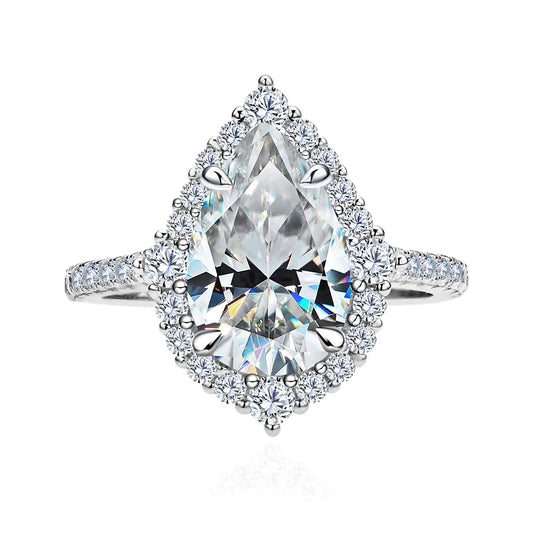 ShanLover Brand Water Drop MST 4ct Moissanite Diamond Ring for Woman Lovers S 925 Pure Silver Rings Moissanite Gemstones Jewelry