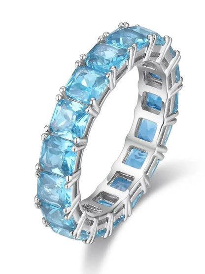 ShanLover Brand Luxury 925 Silver Rings With Full Diamond Women s925 Sterling Silver Fashionable Blue Gemstones Ring Jewelry