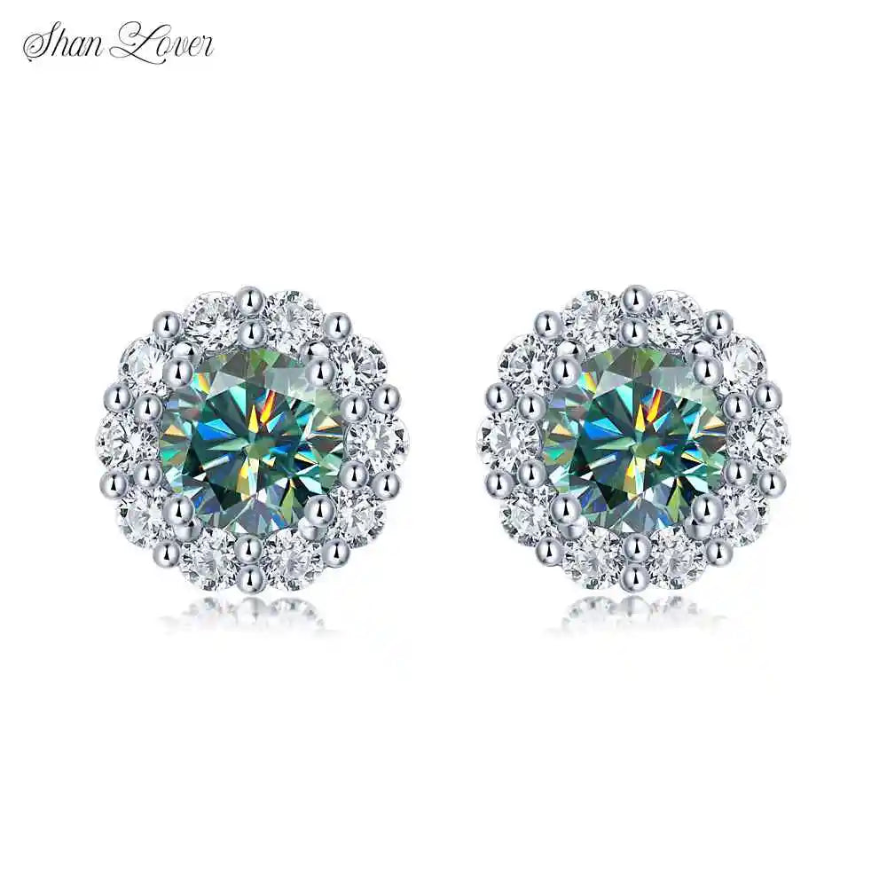 ShanLover Brand GRA Certificated MST Top Grade Moissanite Stud Earrings 925 Sterling Silver Jewelry Diamond Earrings for Woman