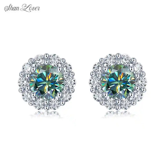 ShanLover Brand GRA Certificated MST Top Grade Moissanite Stud Earrings 925 Sterling Silver Jewelry Diamond Earrings for Woman