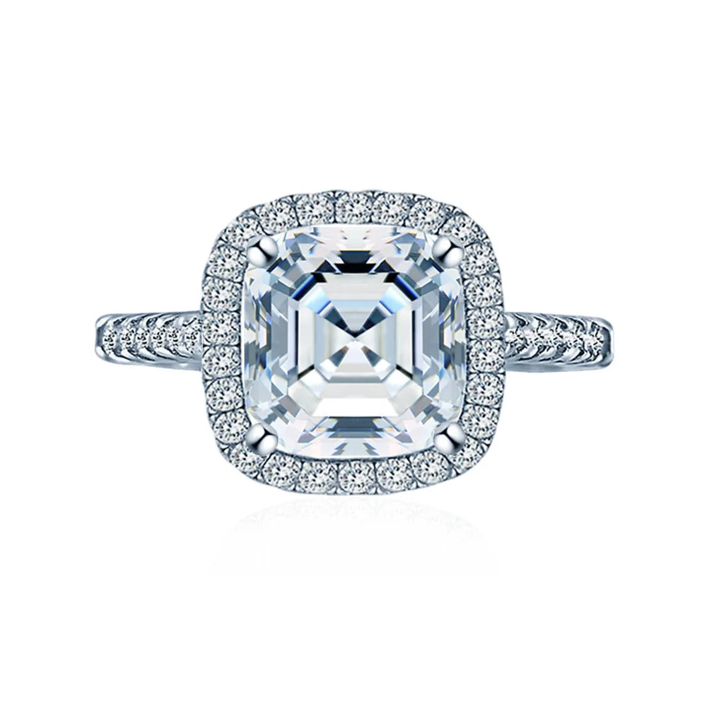 ShanLover Brand Luxury MST Top Grade Moissanite Diamond Ring for Woman s925 Real 925 Sterling Silver Square Cut Rings Jewelry