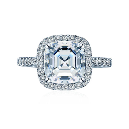 ShanLover Brand Luxury MST Top Grade Moissanite Diamond Ring for Woman s925 Real 925 Sterling Silver Square Cut Rings Jewelry