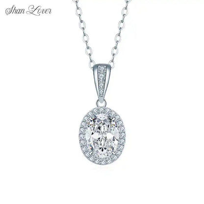 ShanLover Brand Luxury MST Top Grade Moissanite Diamond Necklace for Women S 925 Sterling Silver Pendant Necklaces Chain Jewelry
