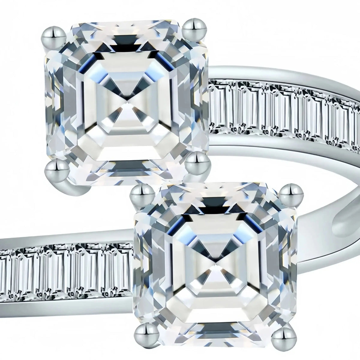 ShanLover Brand 2ct Moissanite Diamond Ring For Man Woman Unisex Square Cut Diamonds S 925 Sterling Silver Gemstone Ring Jewelry
